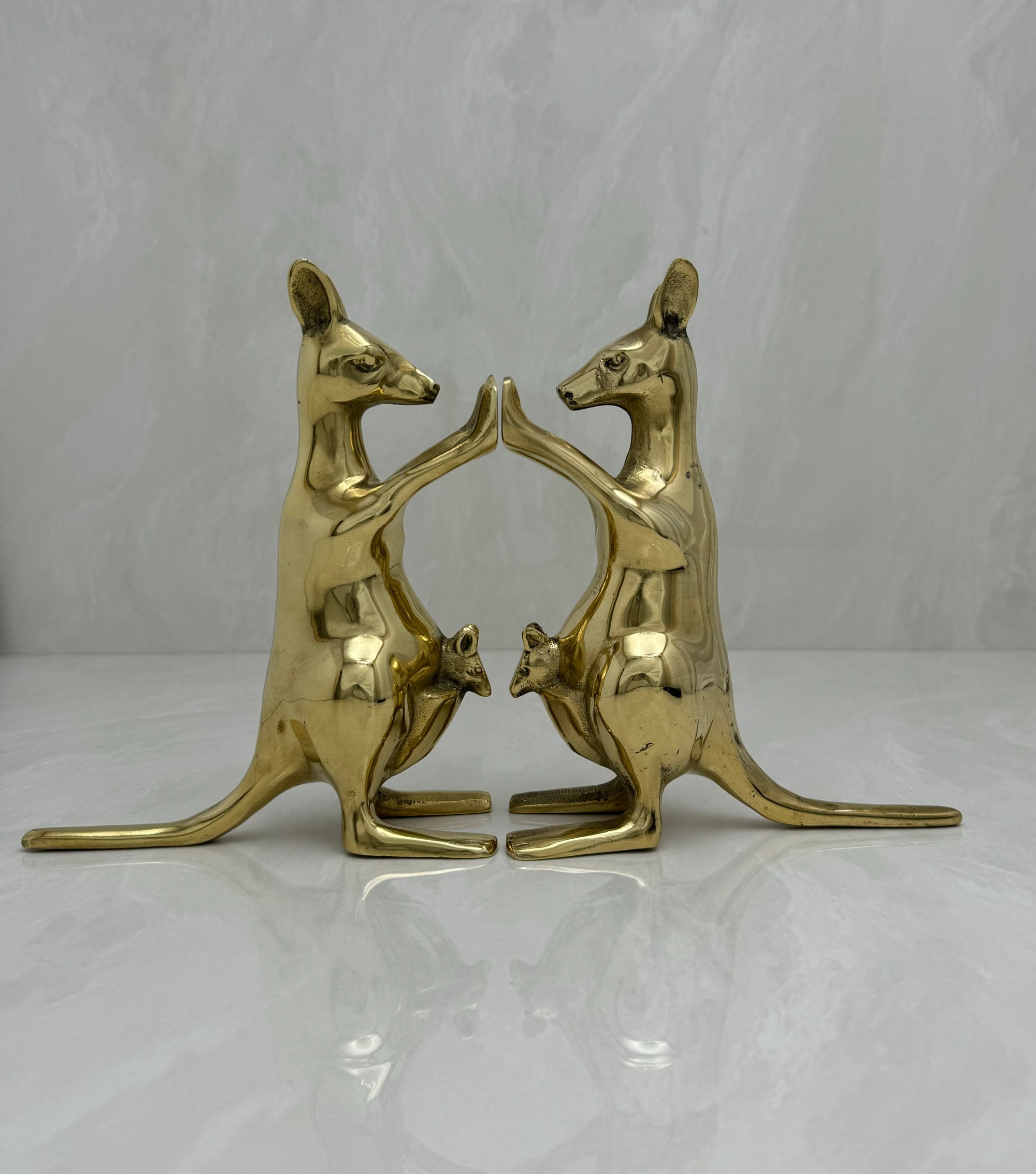 Vintage Brass Kangaroo Bookends-A Pair