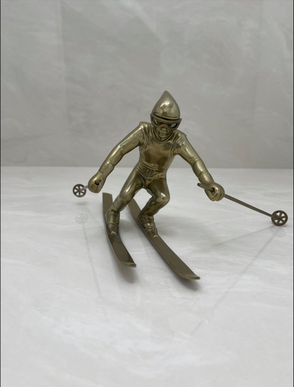 Vintage Brass Skier Figurine