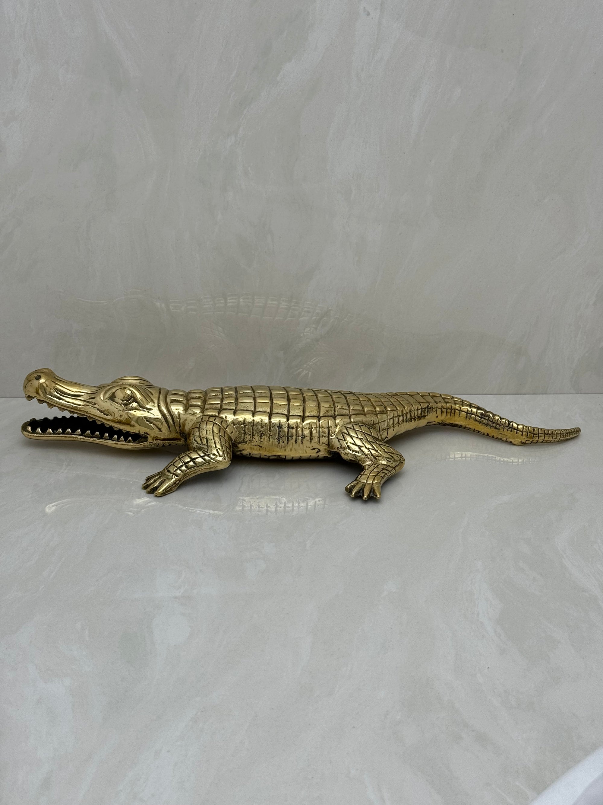 Large Vintage Brass Alligator