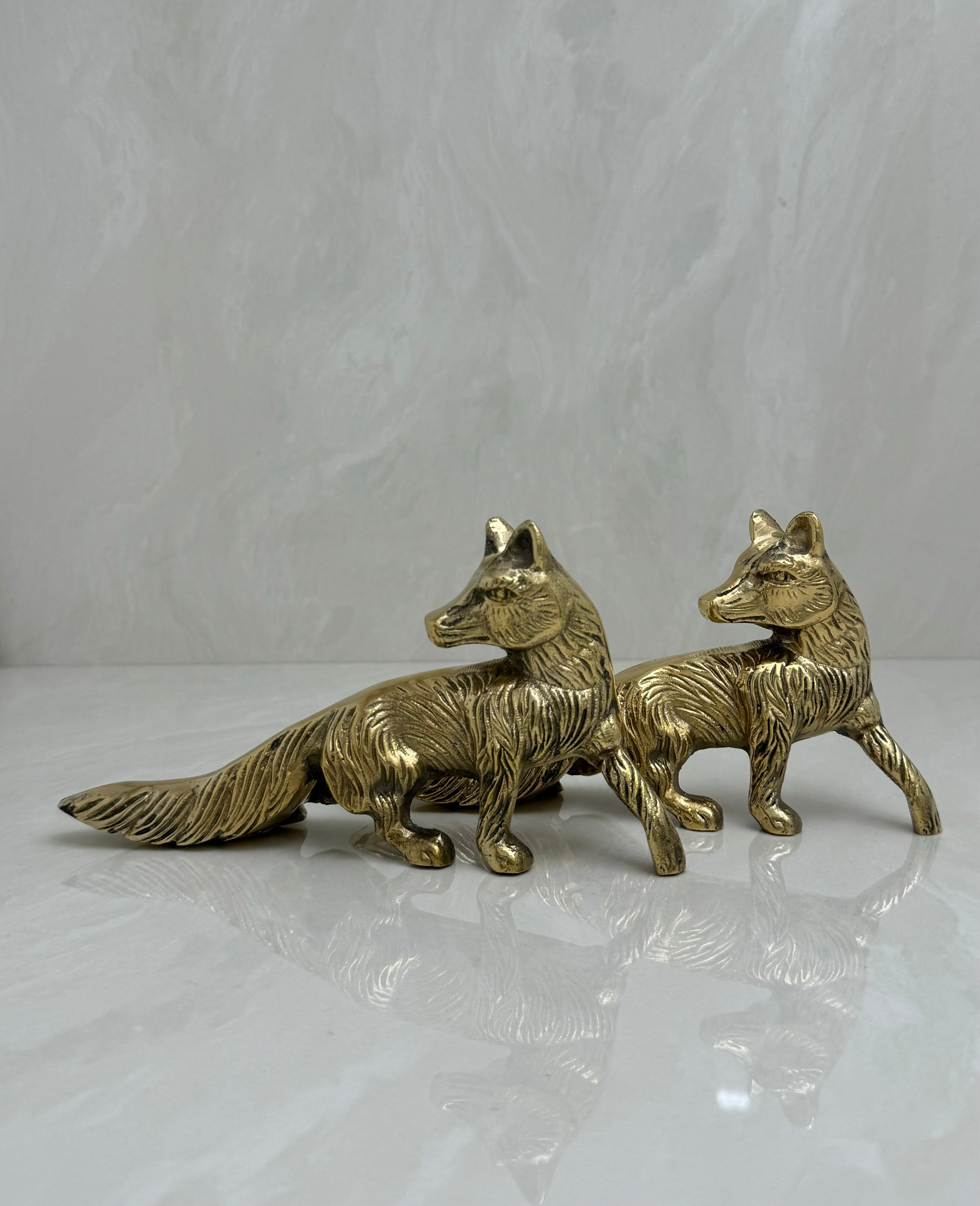 Vintage Brass Foxes- A Pair