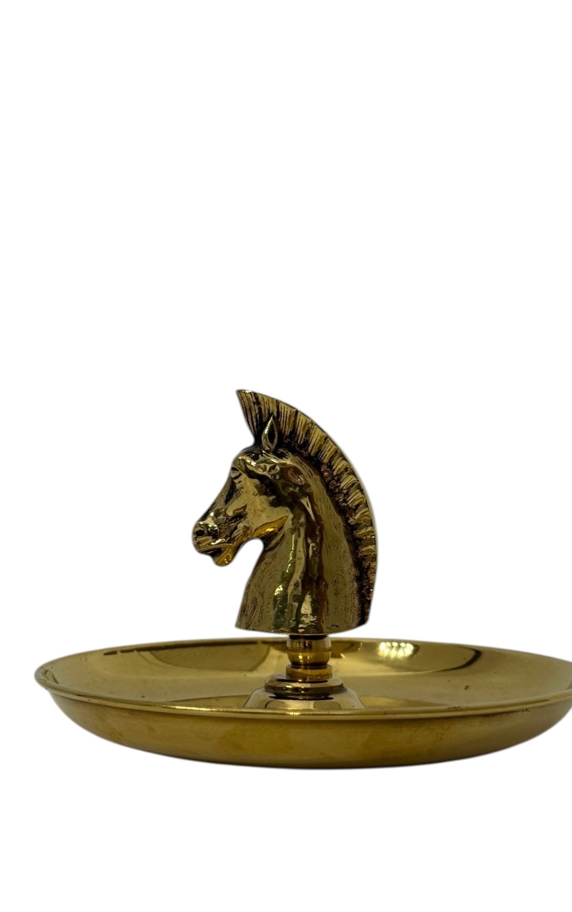 Vintage Brass Horse Head Trinket Dish – Equestrian Vanity or Desk Catchall