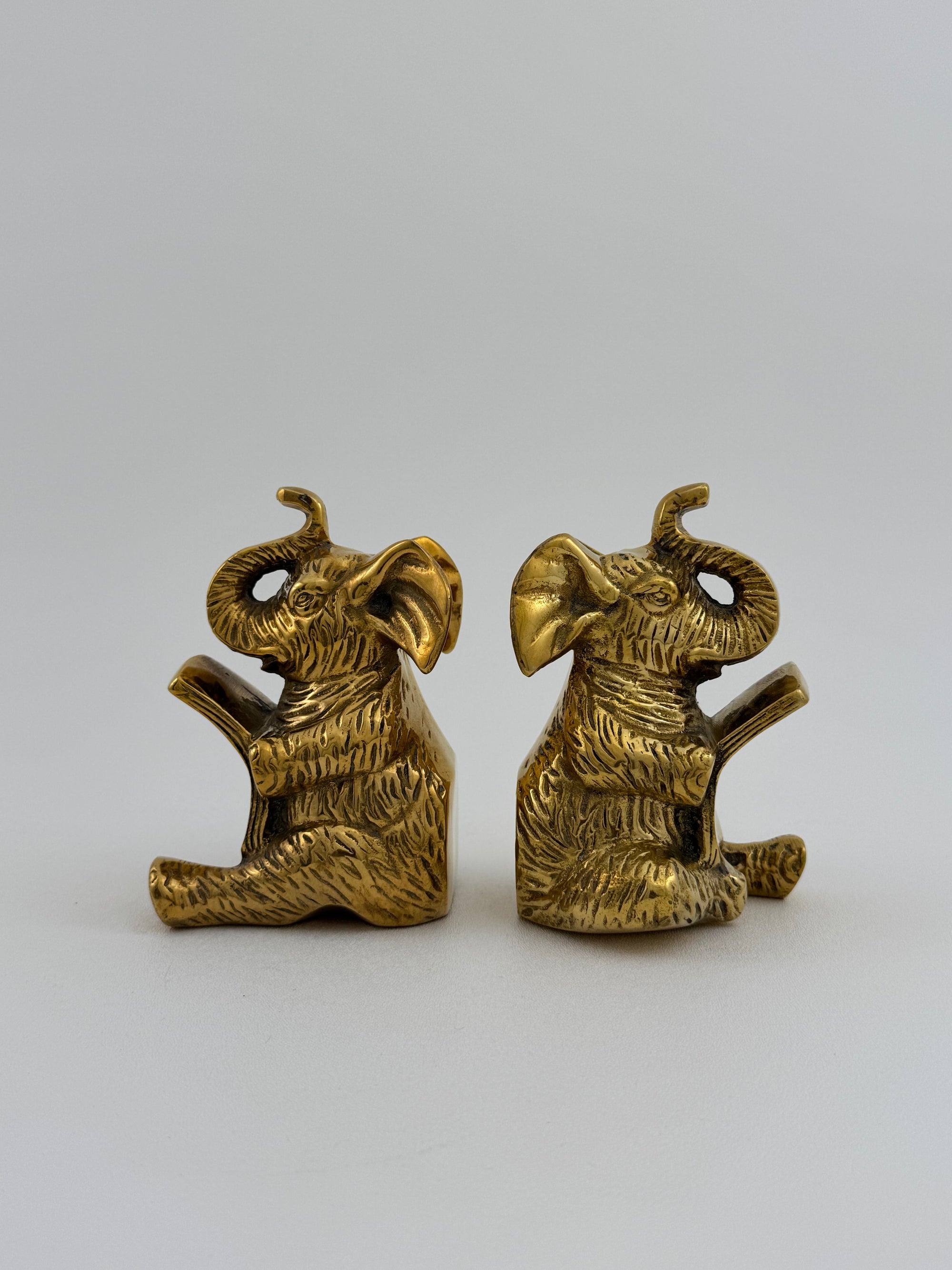 Vintage Brass Elephants Bookends-A Pair