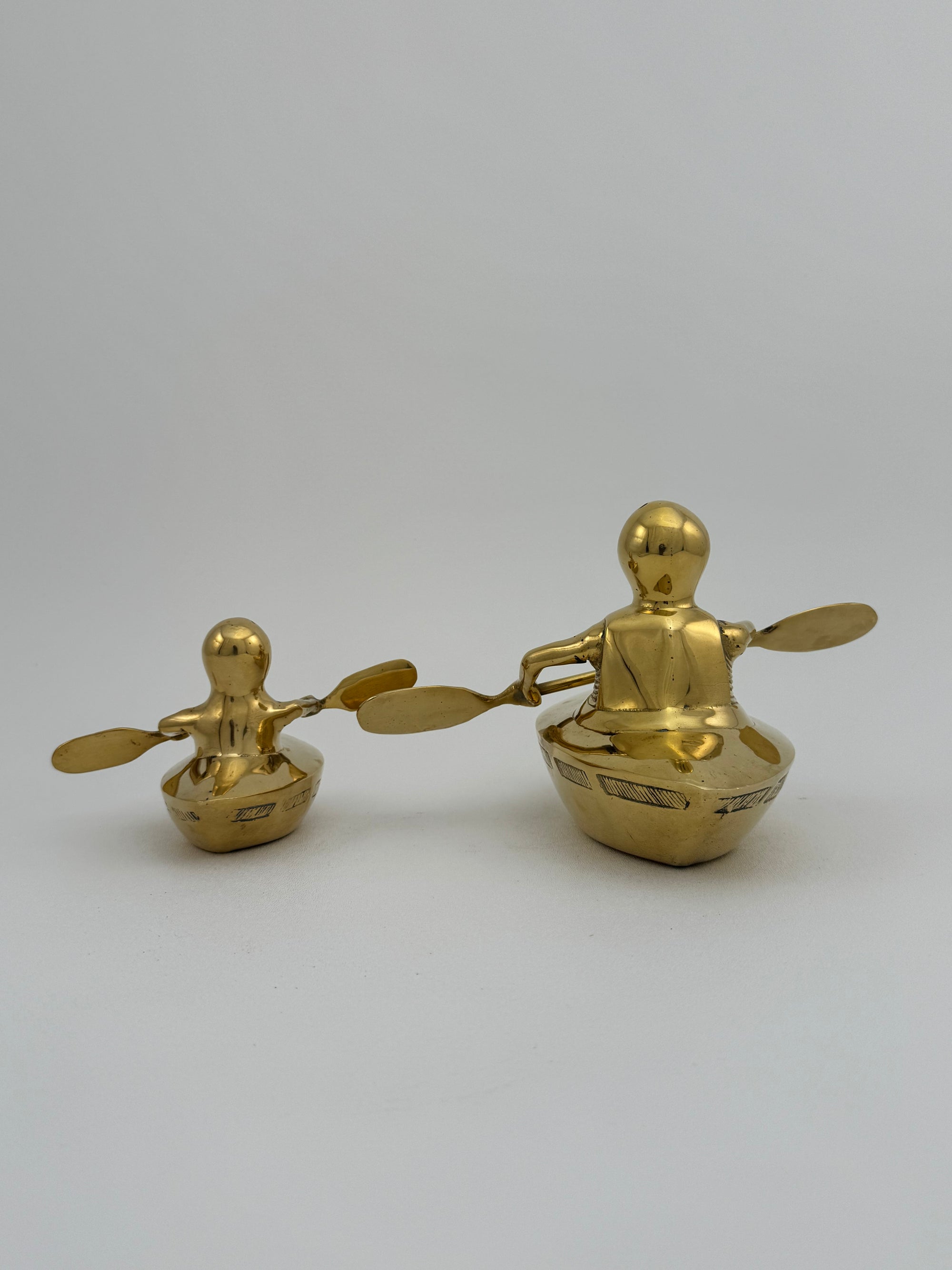 Vintage Brass Duck and Duckling Paddling Boats-A Pair