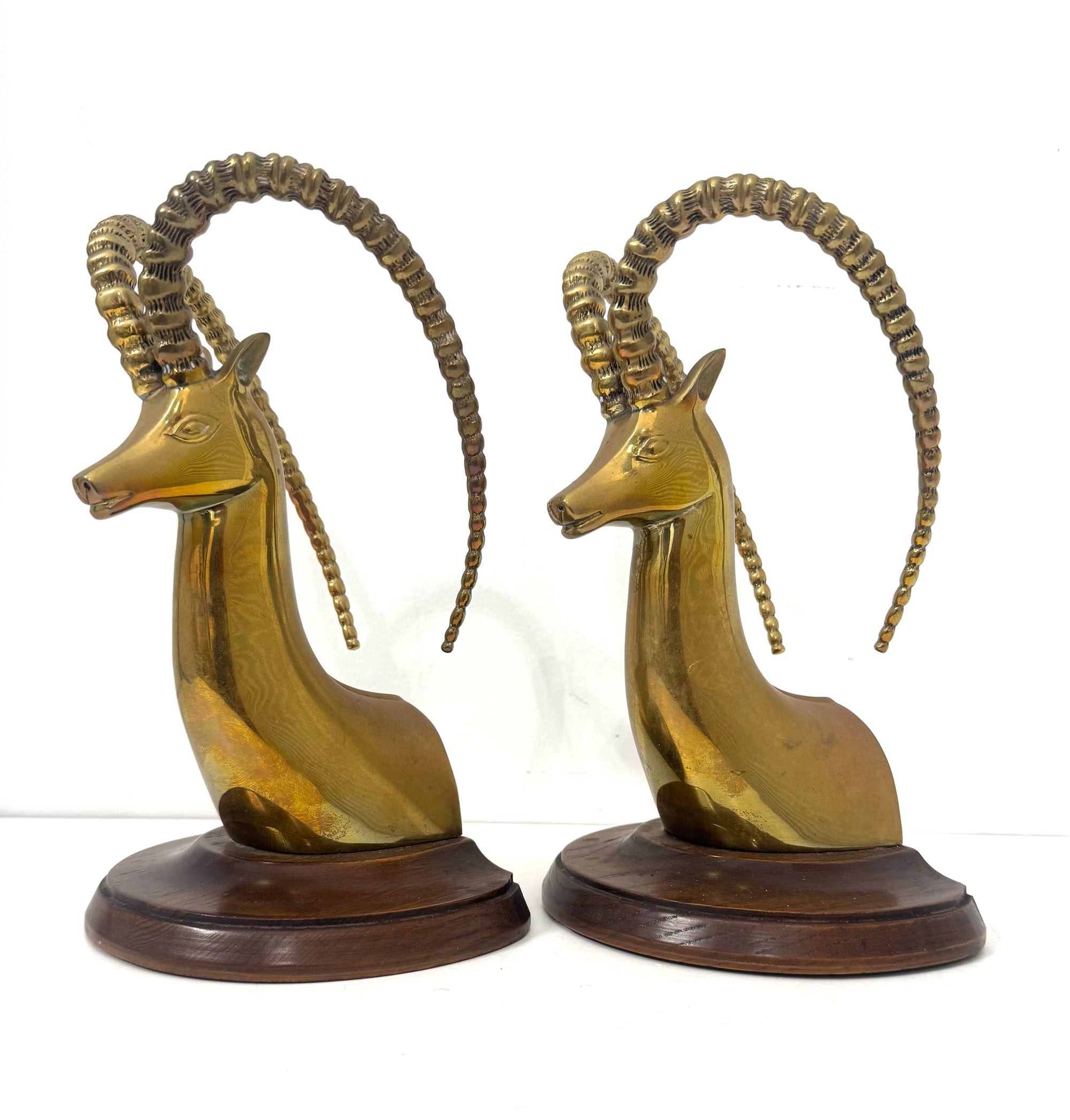 Vintage Sarréid Ltd. Brass Ibex Sculptures — Made in Spain, Mid-Century Modern Elegance