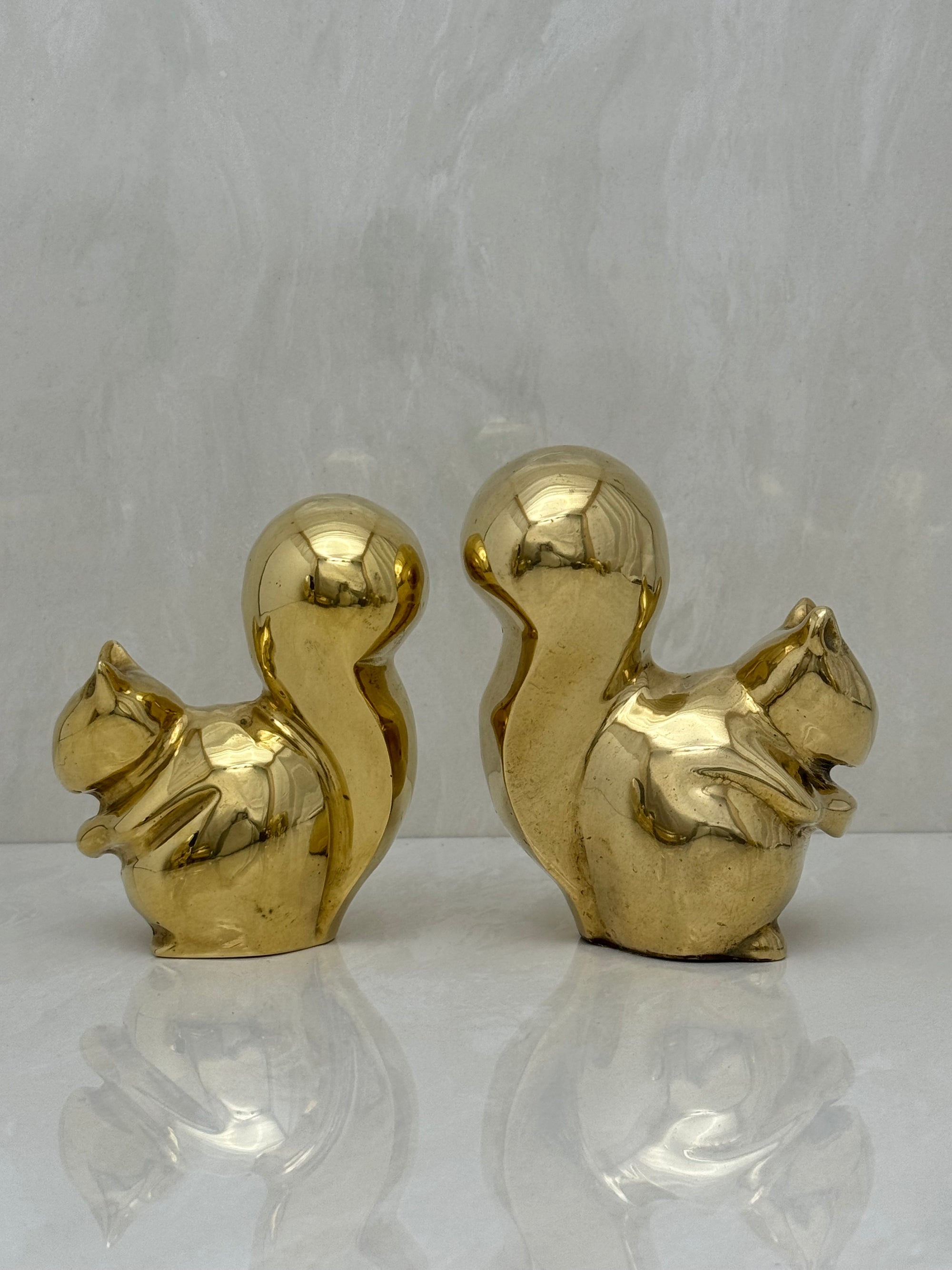 Vintage Brass MCM Squirrels-A Pair