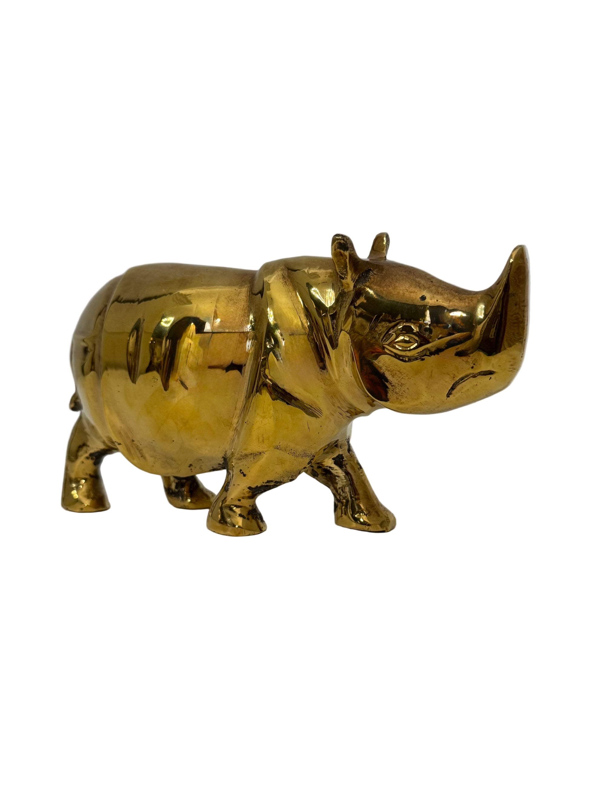 vintage brass rhinoceros