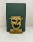 Vintage Brass Drama Masks Bookends- A Pair