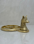 Vintage Brass Fox Head Dresser Tray