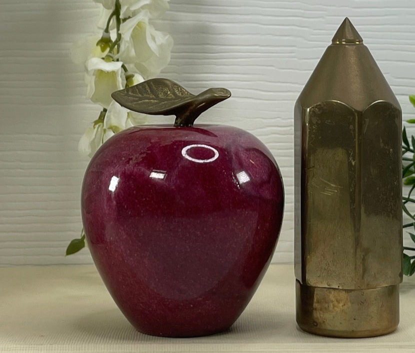 Vintage Apple with Brass Pencil Trinket Holder- A Set