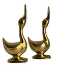 Vintage Polished Brass Geese Sculptures – Elegant Mid-Century Modern Pair