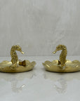 Vintage Small Brass Seahorse Ashtrays-A Pair