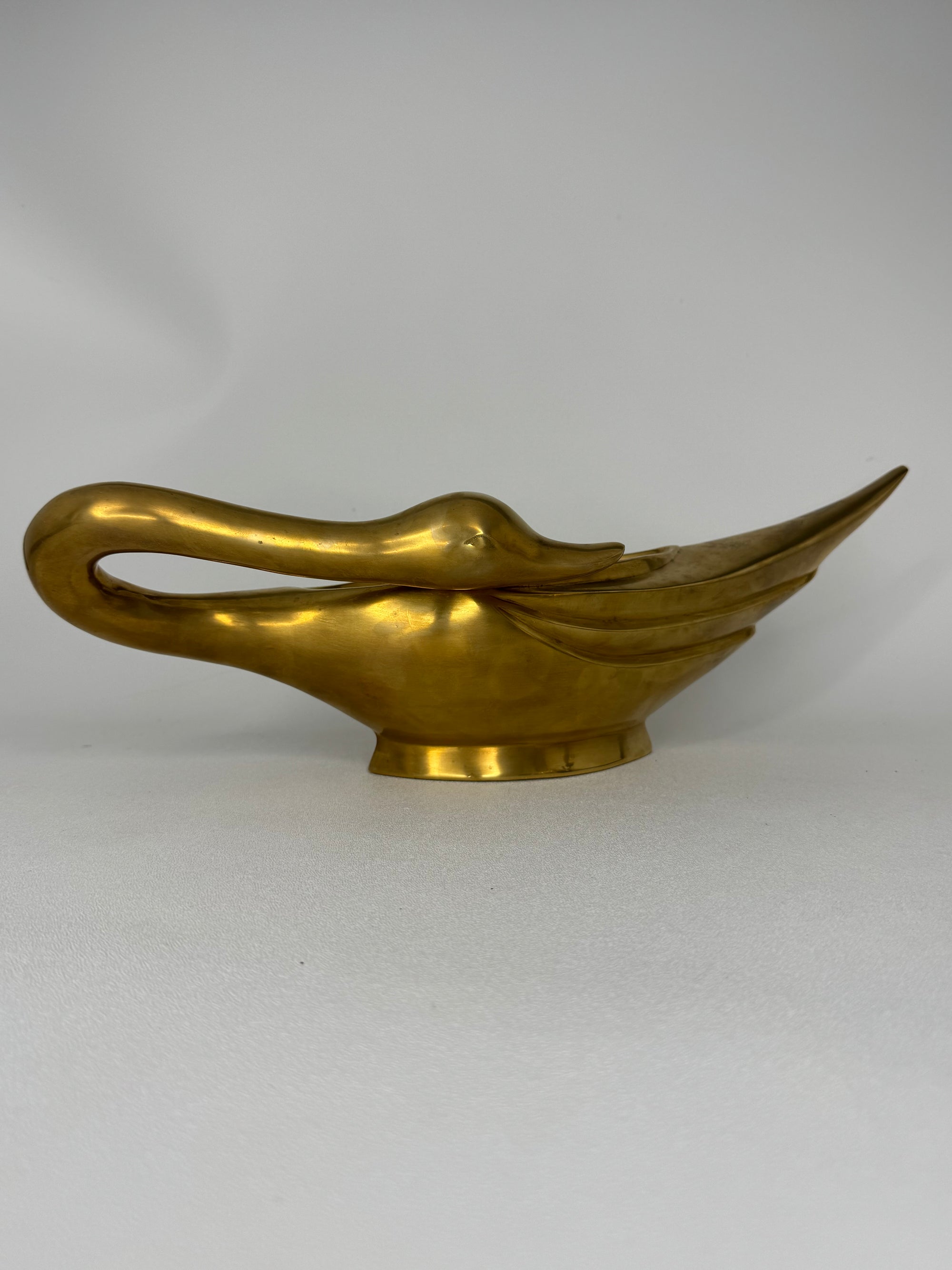 Vintage Brass Swan Trinket Dish- XL
