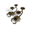 Naturally Aged Vintage Brass Scorpion Candelabras-A Pair