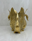 Vintage Brass Three Swan Vase