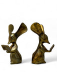 Vintage Brass Reading Mice Bookends-A Pair