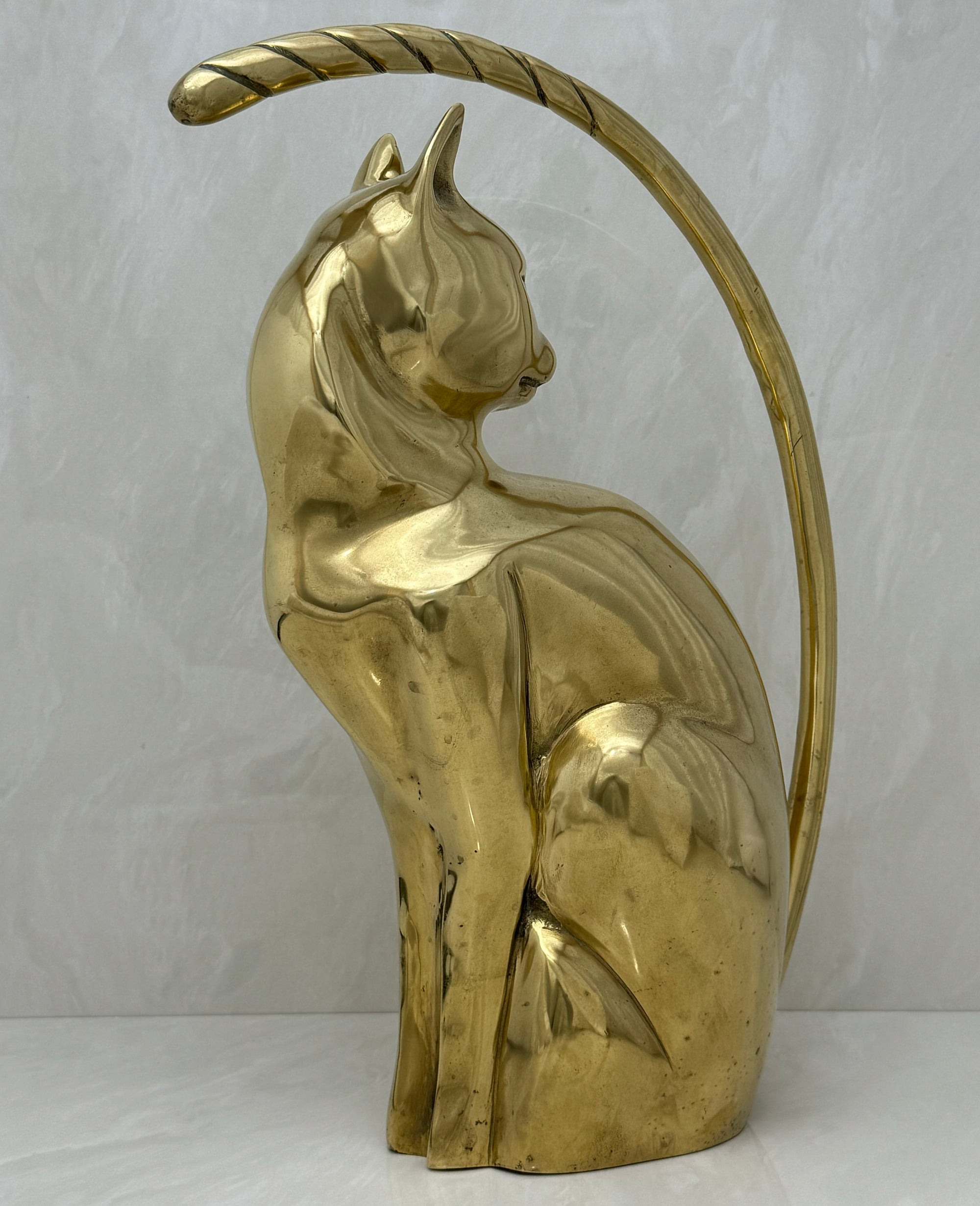 Vintage Brass Stylized Long Tailed Cat-MCM By Dolbi Cashier