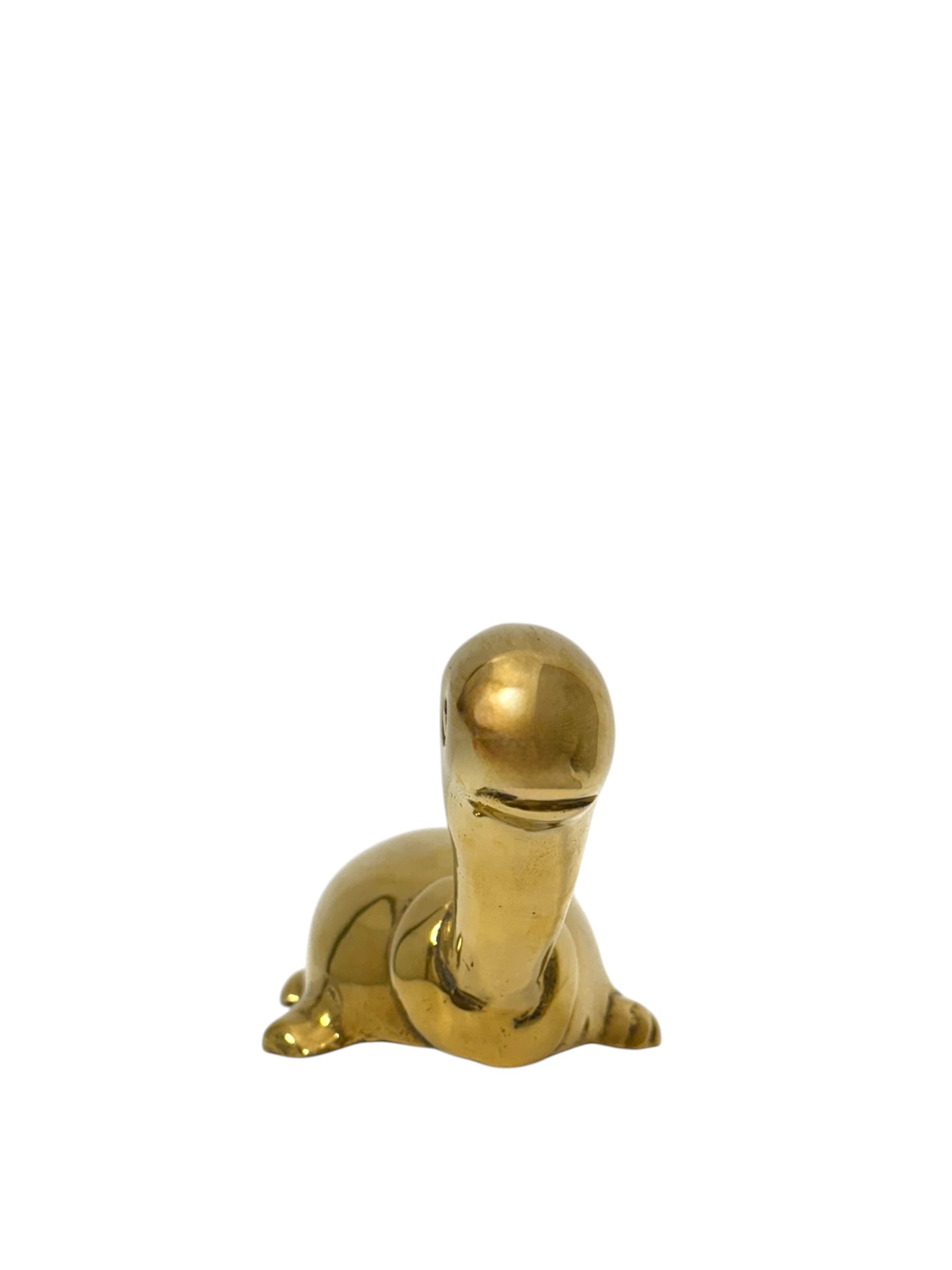 Vintage Brass Turtle Figurine | Long-Necked Mid-Century Modern Animal Sculpture