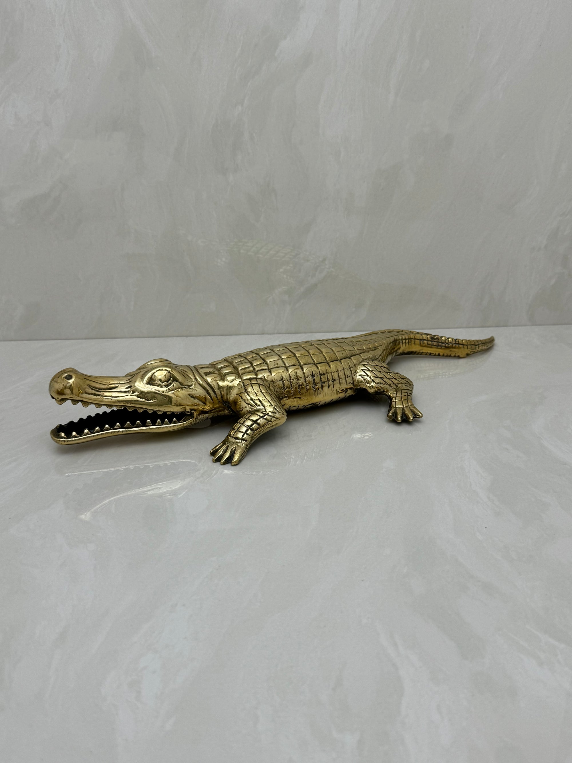 Large Vintage Brass Alligator