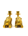Vintage Brass Elephant Candle Holders | Lucky Trunk Pair