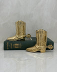 Small Vintage Brass Cowboy Boot Vases-A Pair