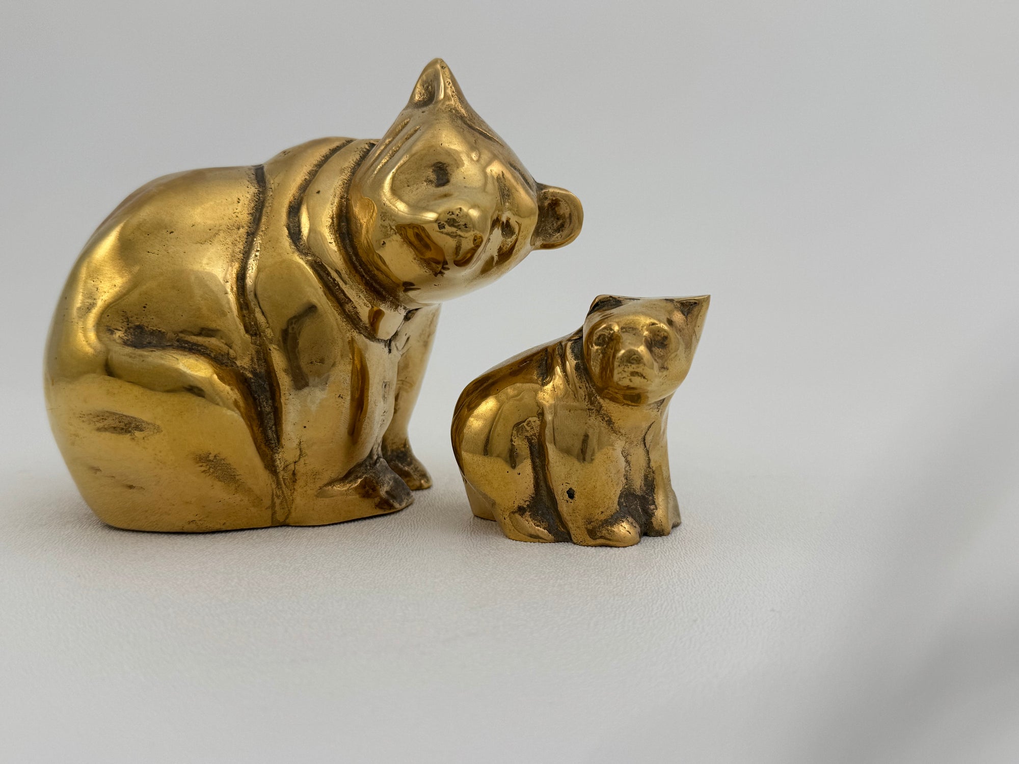 Vintage Brass Mama Bear with Cub- Two Piece Set