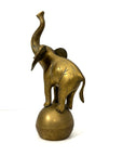 Vintage Brass Elephant on Ball | Mid-Century Circus Sculpture | 13+ inches tall