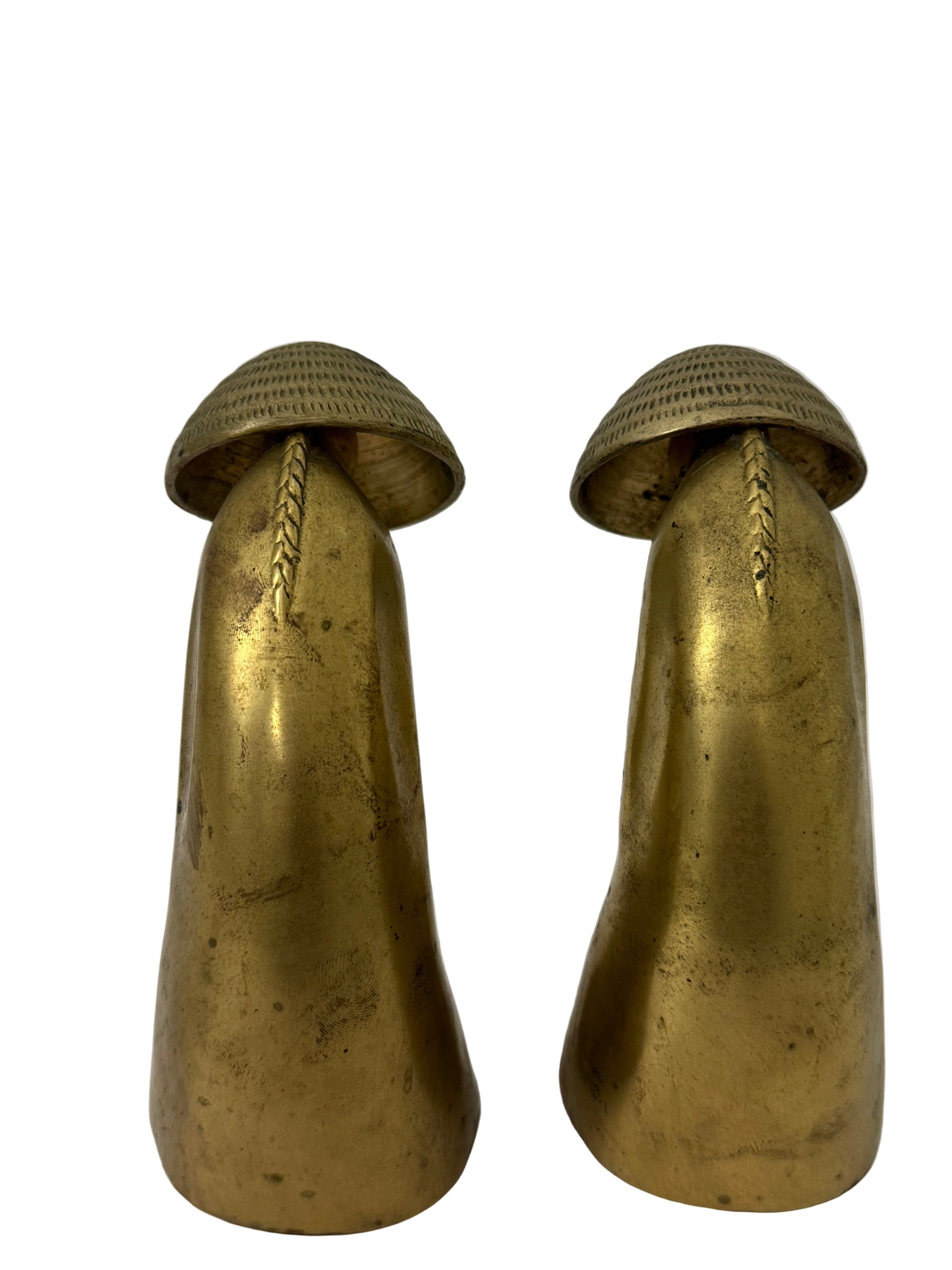 Vintage Brass Abstract Figures with Braided Detail – Pair