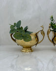 Vintage Brass Flower Bowls With Peacock Handles-A Pair