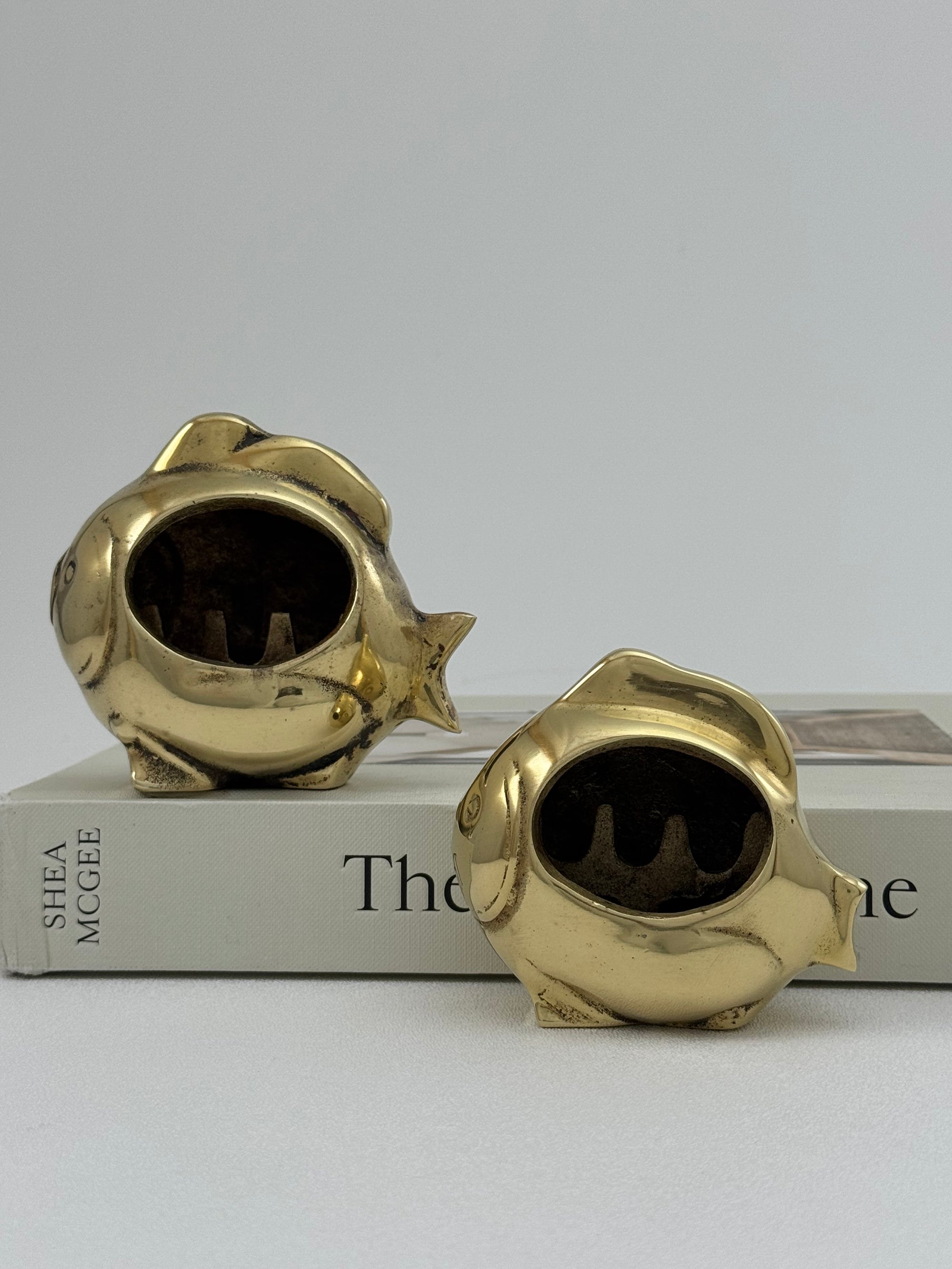 Pair of Vintage Brass Fish Ashtrays – His &amp; Hers– Mid Century Modern Hollywood Regency Coastal Decor