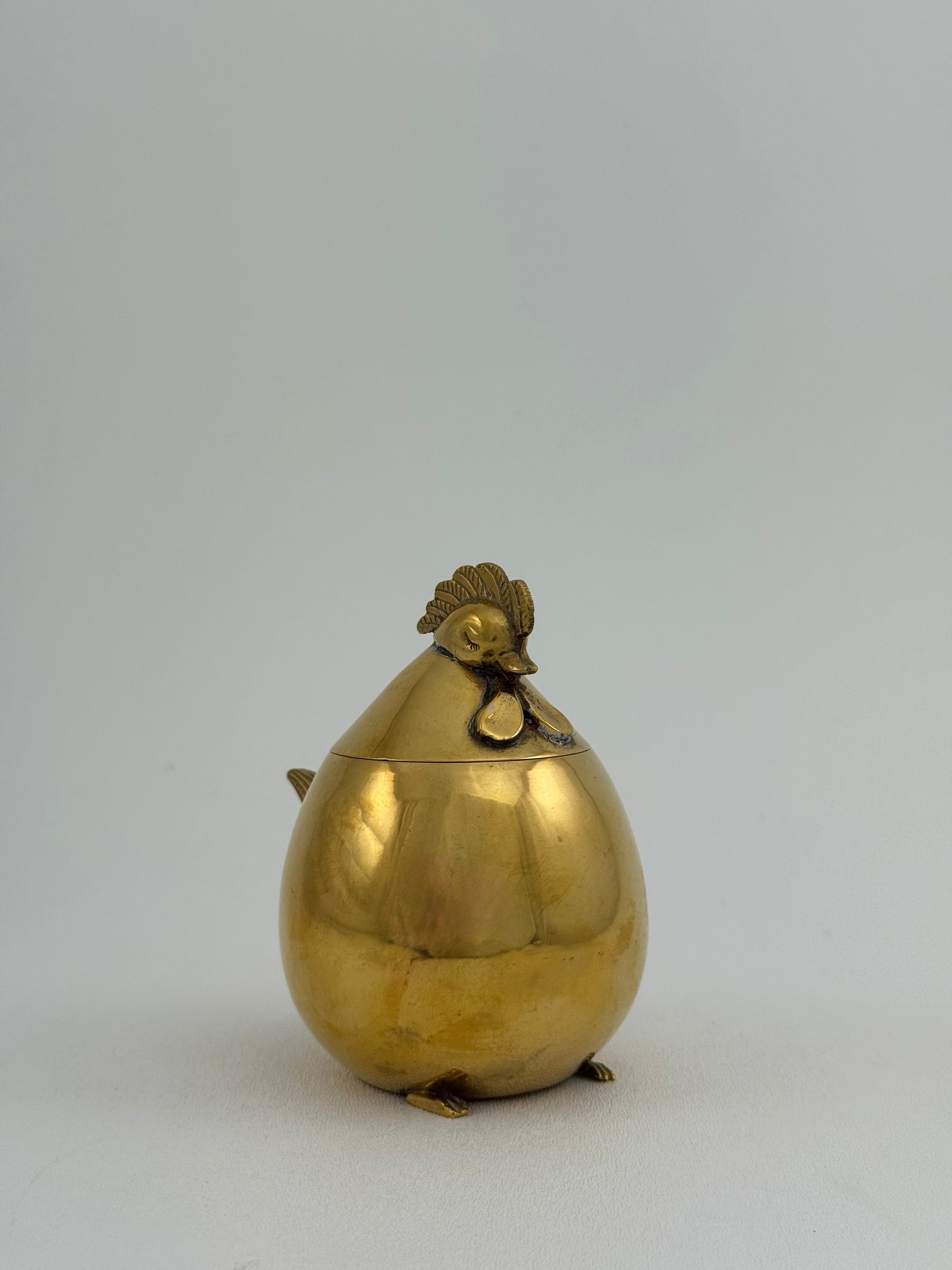 Vintage Brass Hen Lidded Container