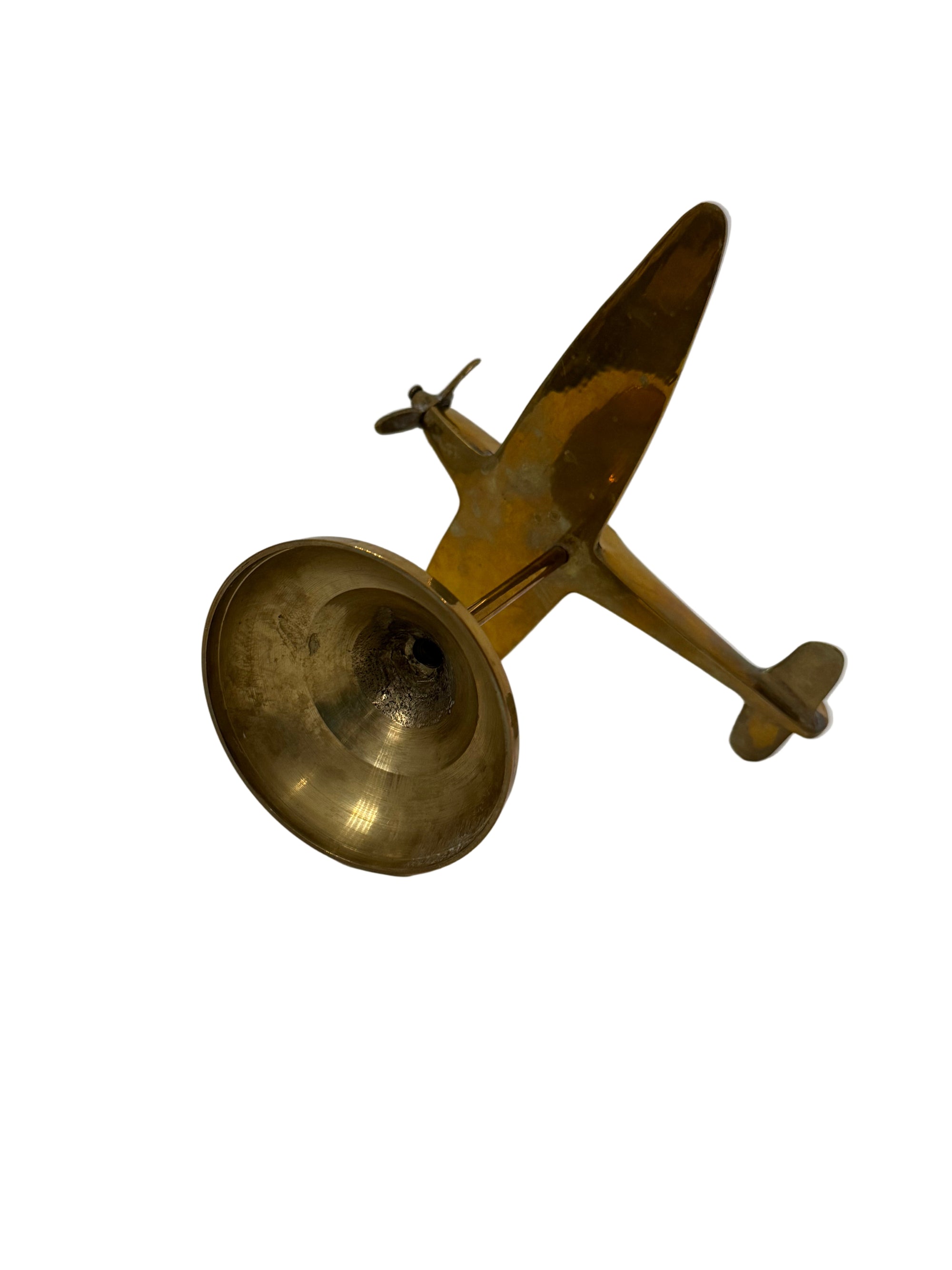 Vintage Brass Airplane on Stand | Mid-Century Aviator Sculpture