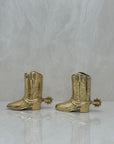 Small Vintage Brass Cowboy Boot Vases-A Pair