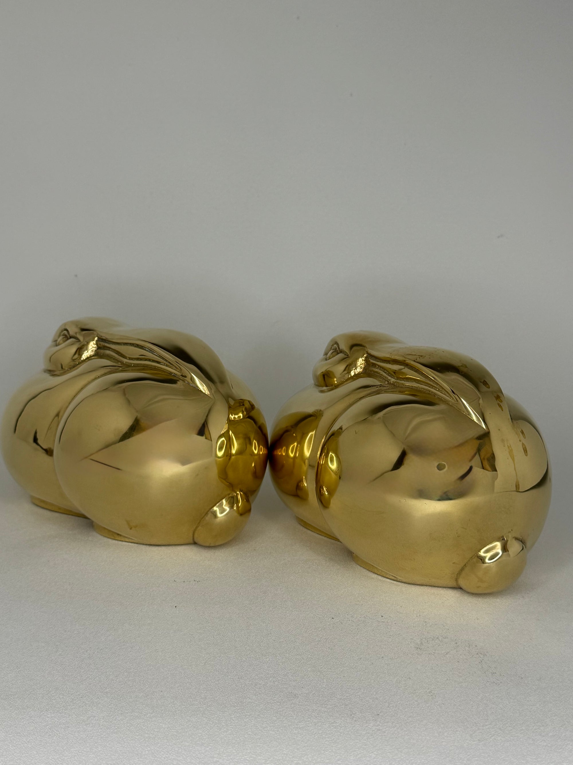 Rare Vintage Brass Chubby Rabbits-A Pair