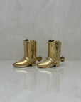 Small Vintage Brass Cowboy Boot Vases-A Pair