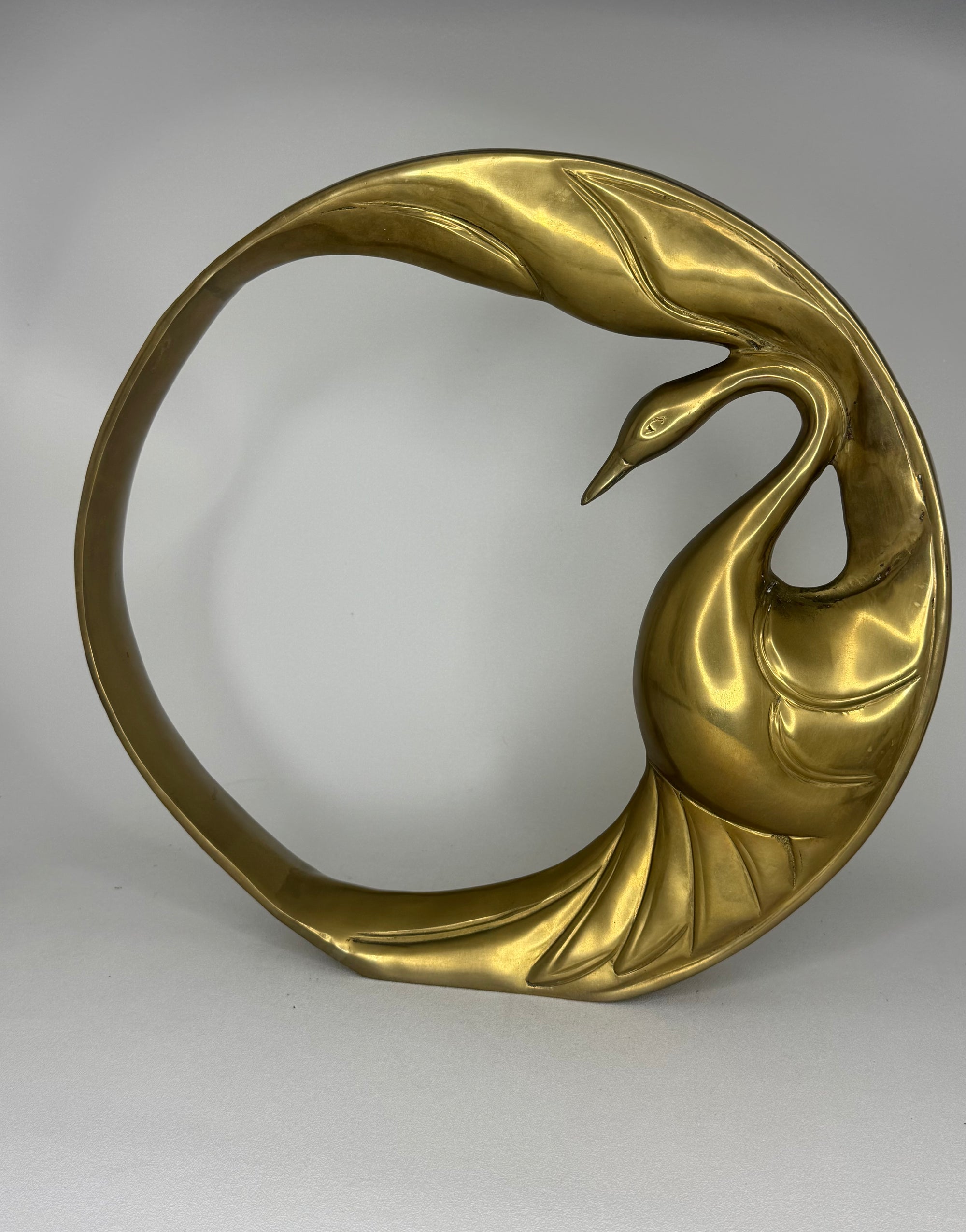 Dolbi Cashier 1984 Brass Swan Ring Sculpture – Large Mid Century Modern