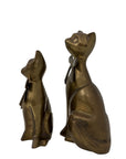 Vintage Brass Cat Figurines with Bows – Pair
