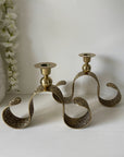 Vintage Brass Candlestick Holders with Scrollwork- A Pair