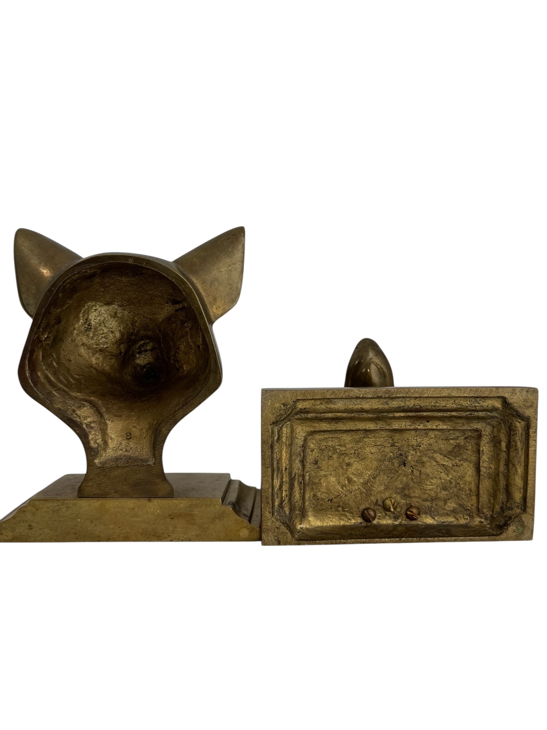 Vintage Brass Fox Head Bookends – The Clever Companions