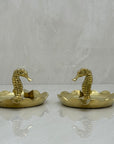 Vintage Small Brass Seahorse Ashtrays-A Pair