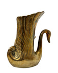 Vintage Brass Swan Vase – Hollywood Regency Sculptural Vessel | 9.75” Tall