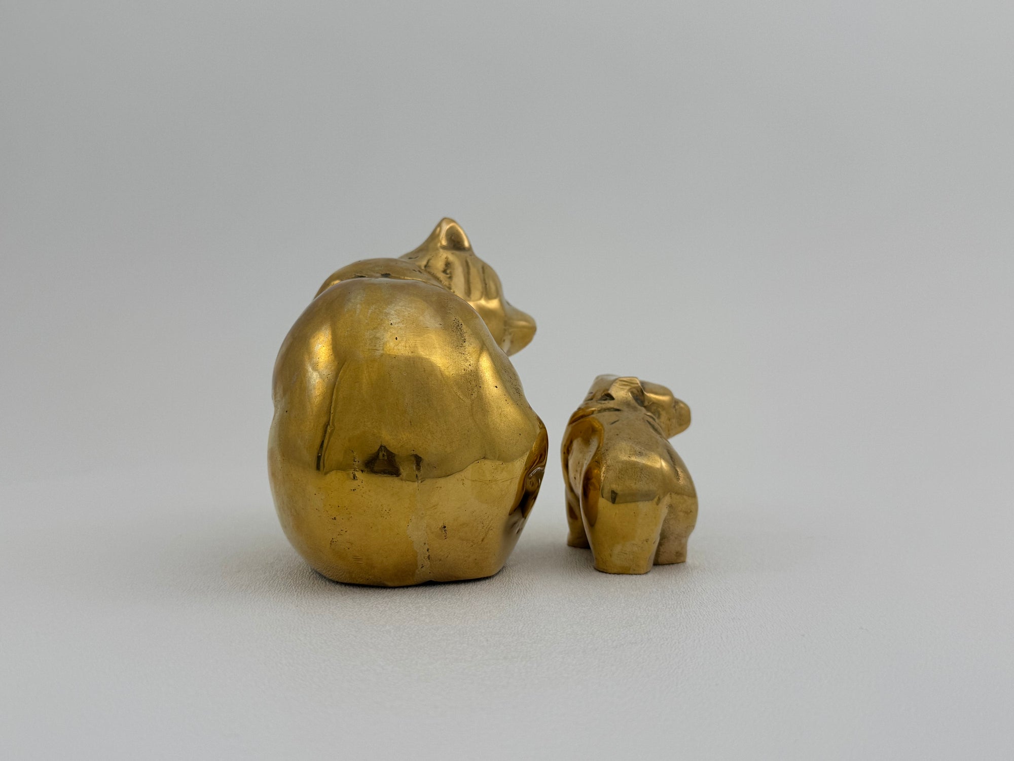 Vintage Brass Mama Bear with Cub- Two Piece Set