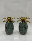 Vintage Brass and Marble Candlestick Holders- A Pair