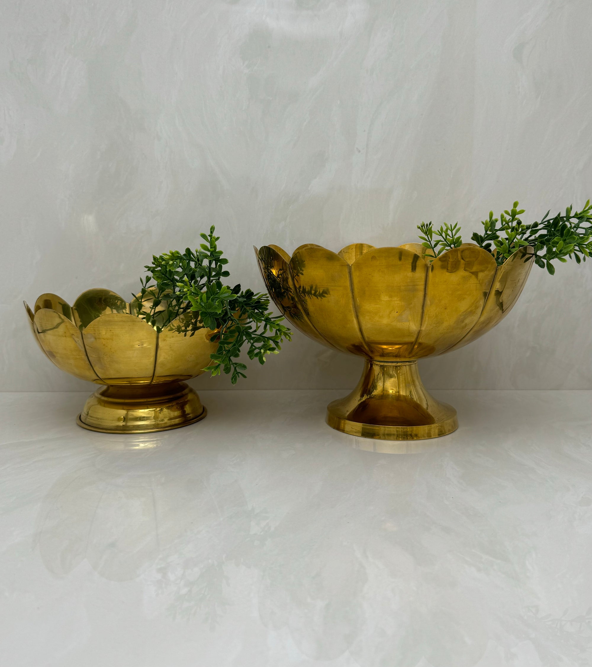 Vintage Brass Floral Bowls- A Three Piece Lightweight Set