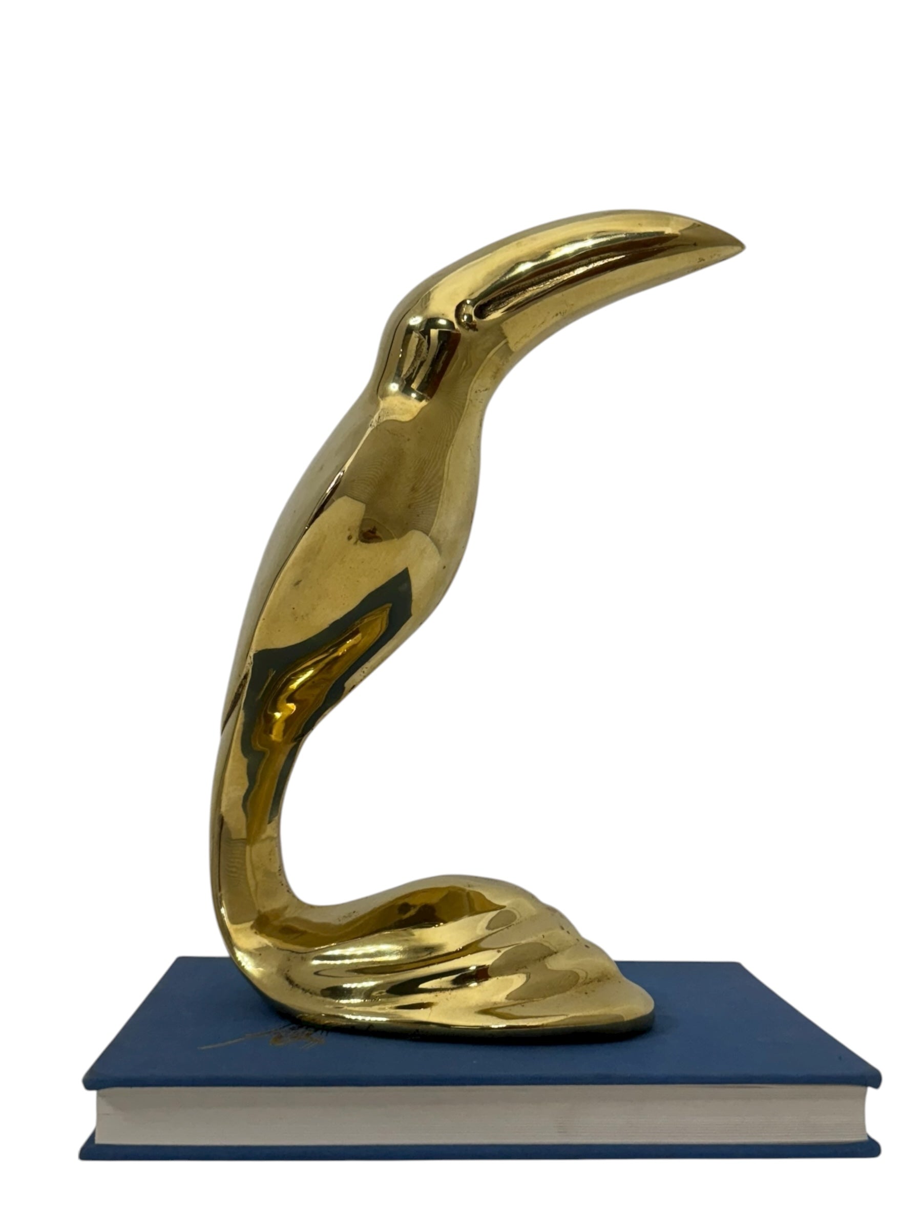 Vintage Modernist Brass Toucan Sculpture – Mid-Century Art Deco Style| 1 Foot Tall