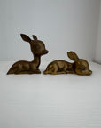 Vintage Brass Resting Deer Pair