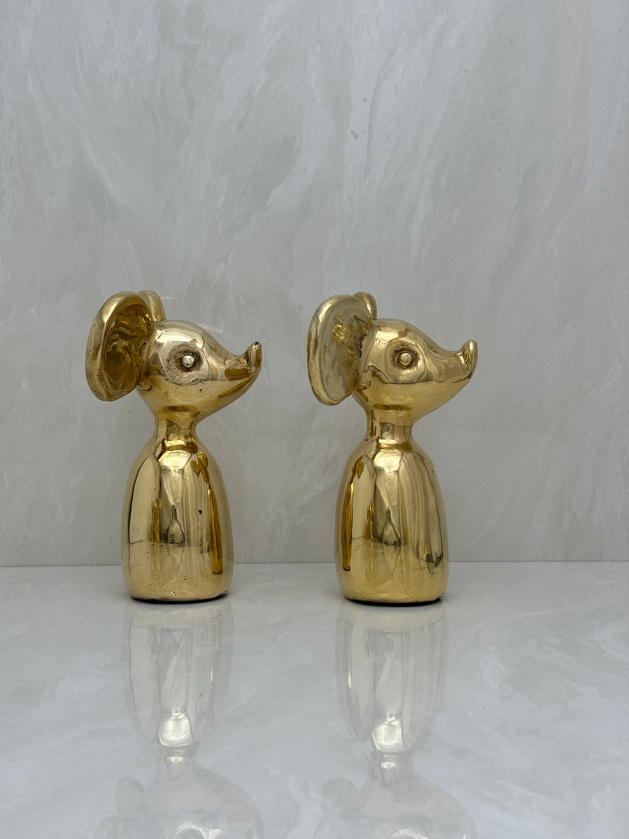 Vintage Brass Mouse-A Pair