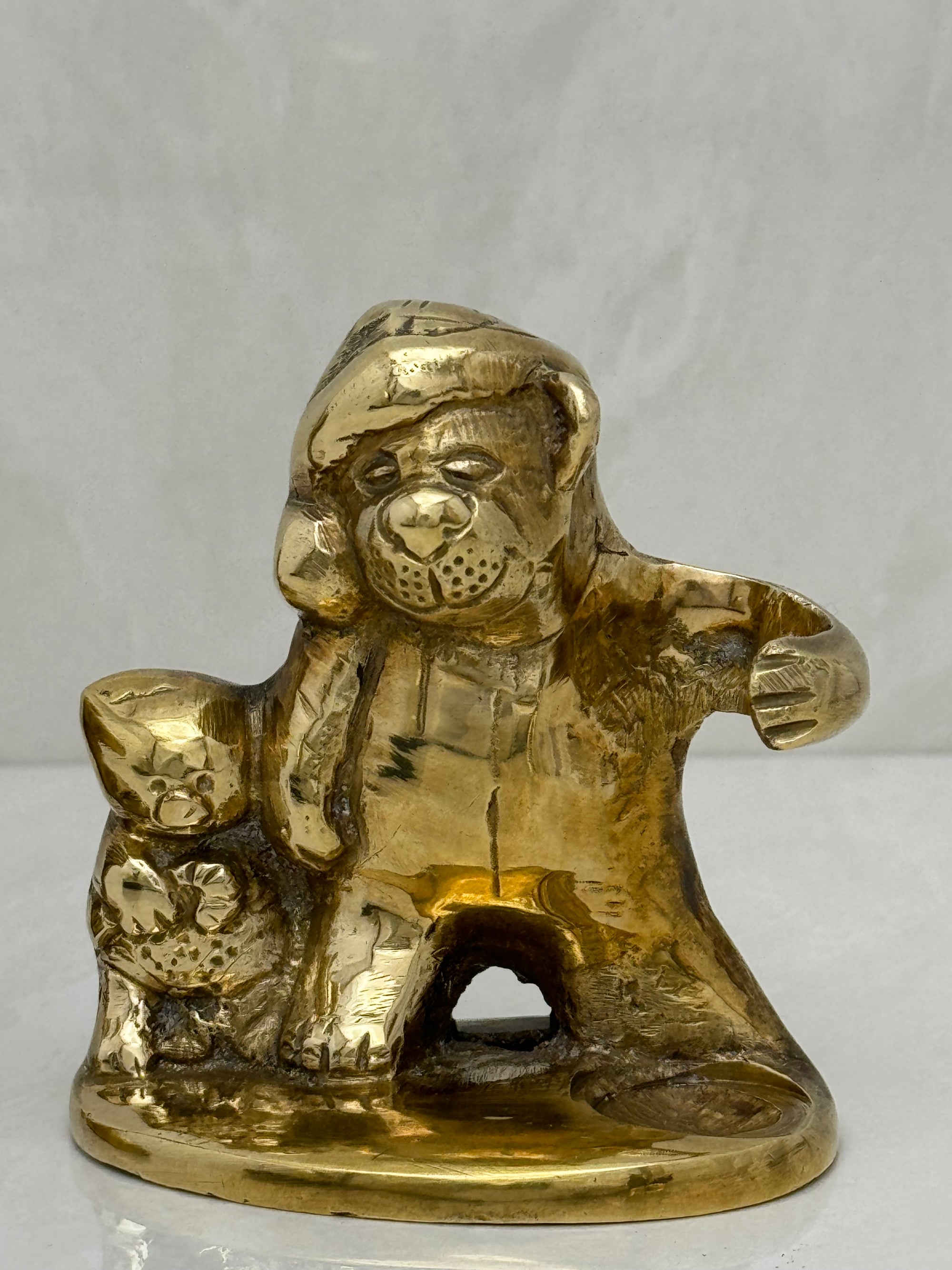 Vintage Brass Teddy Bear Candleholders-A Pair