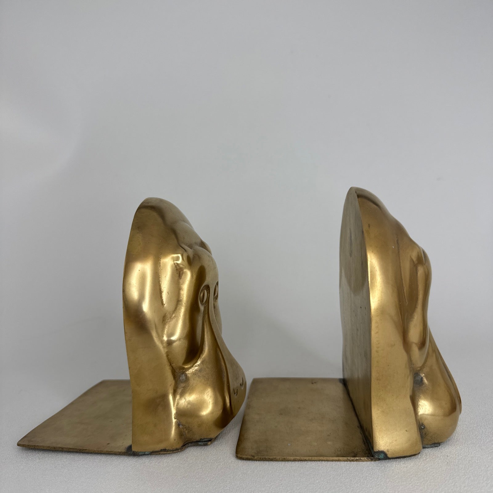 Mid-Century Modern Brass Hippo Bookends