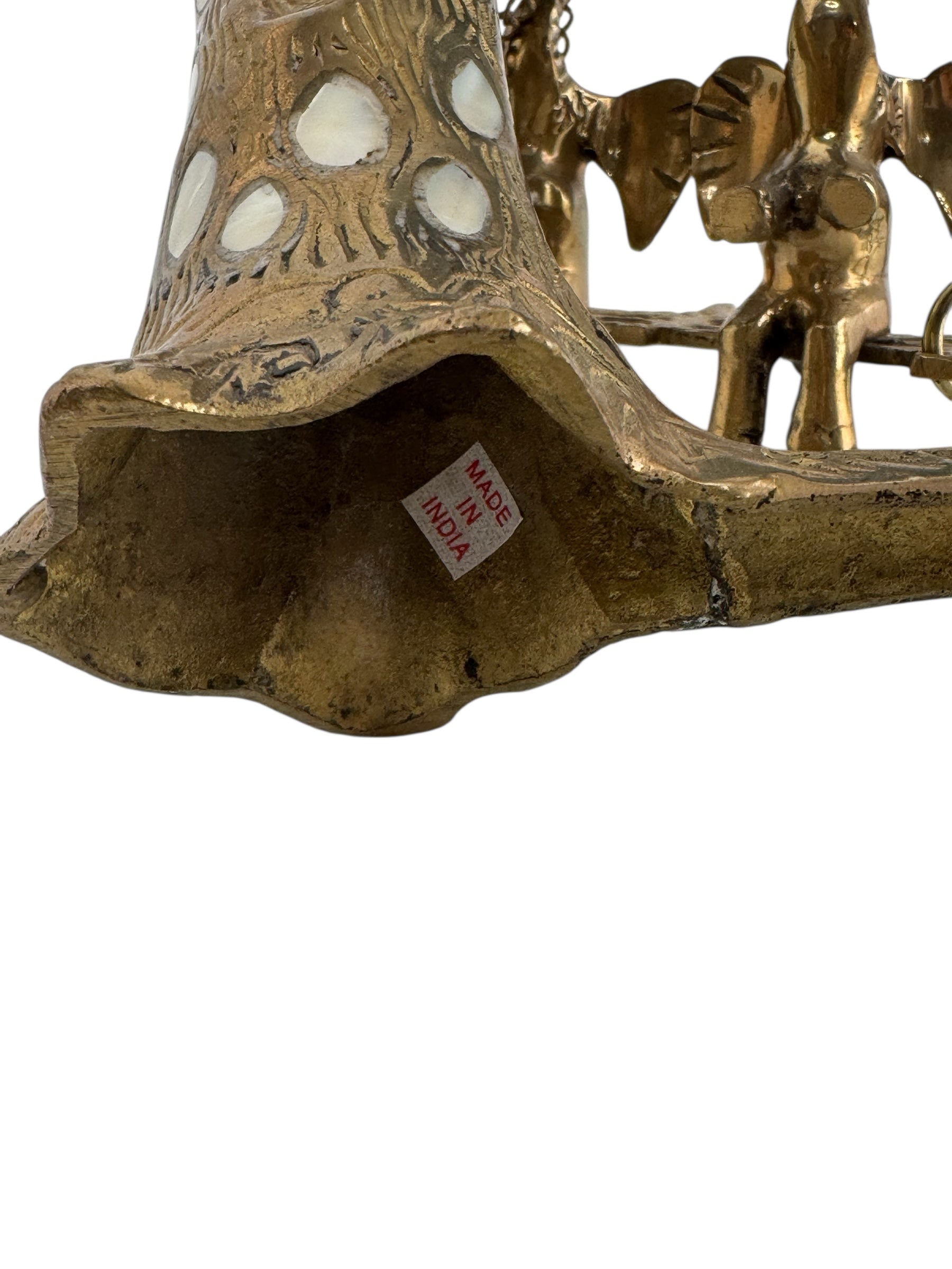 Vintage Brass &amp; Mother of Pearl Elephant Swing