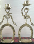 Gunslinger Brothers' Brass Candlestick Holders- A Pair